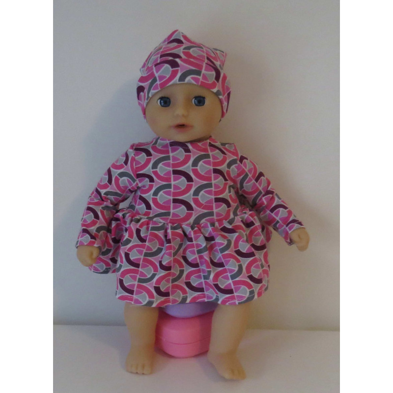 jurk gekleurd mini baby annabell 30cm