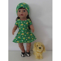 sportief jurk setje groen citroen baby born 43cm