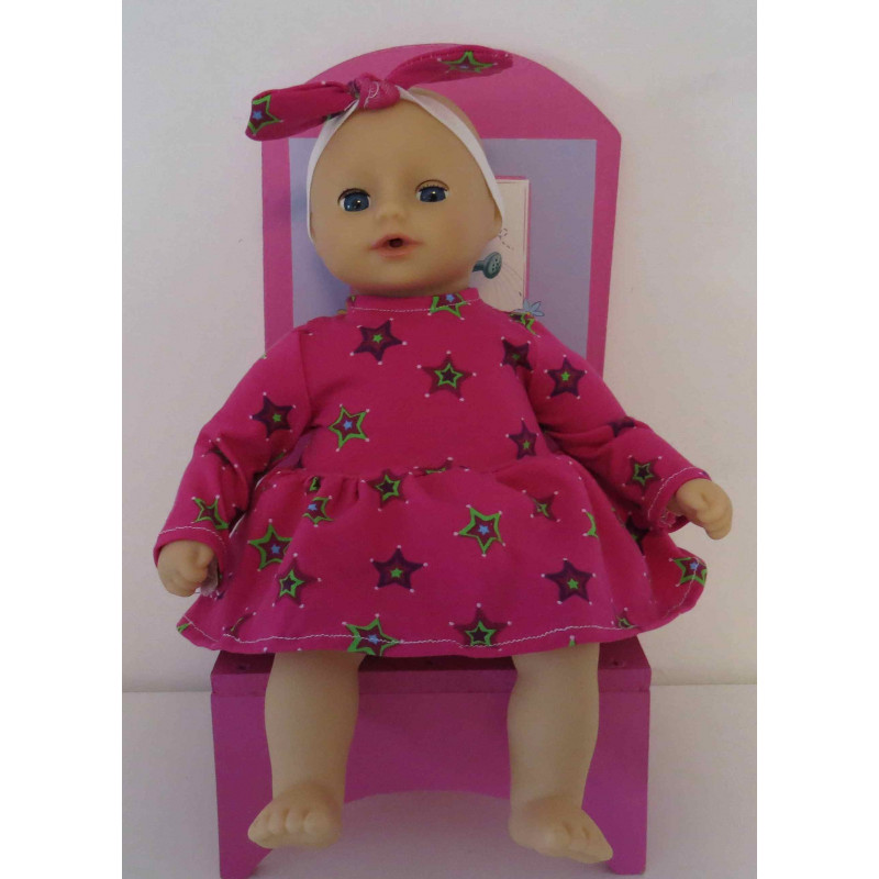 jurk hard roze sterren mini baby annabell 30cm