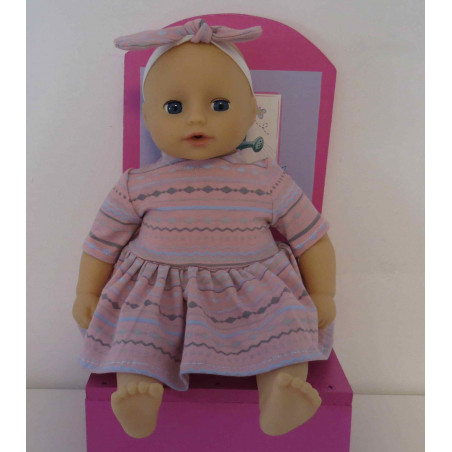 jurk roze streep mini baby annabell 30cm