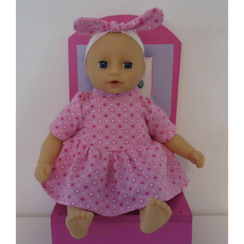 jurk roze sterren mini baby annabell 30cm