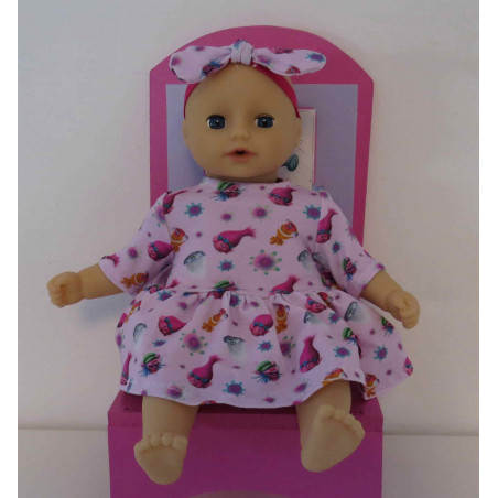 jurk roze trollz mini baby annabell 30cm