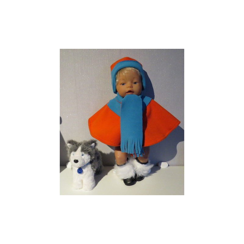 poncho oranje met blauw baby born 43cm