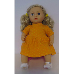 jurk kort mouw oranje sterren geel baby annabell 43cm
