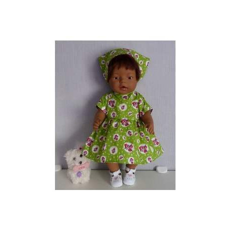 jurk groen met roosjes baby born 43cm