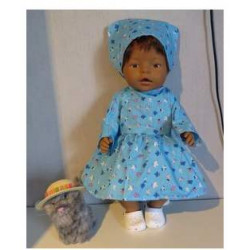 jurk blauw met bloemen baby born 43cm