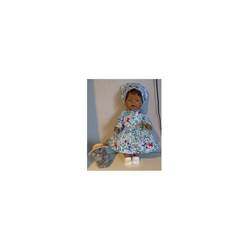 jurk blauw hippevlinder baby born 43cm