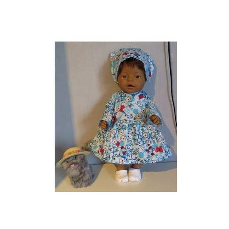 jurk blauw hippevlinder baby born 43cm