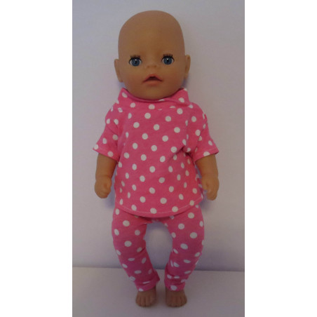 broek setje roze polka dots baby born little 36cm