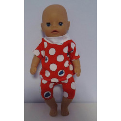 korte broek setje rood polka dots baby born little 36cm