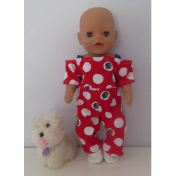 jumpsuit rood polka dots baby born little 36cm