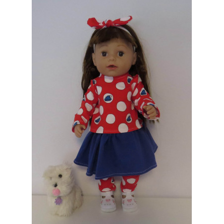 rok setje rood polka dots baby born 43cm