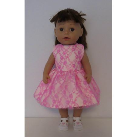 jurk met kant hard roze baby born 43cm
