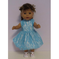 jurk met kant blauw  baby born 43cm