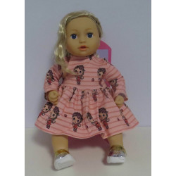 jurk roze gestreept meisje baby annabell 43cm