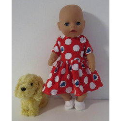 jurk rood polka dots baby born little 36cm
