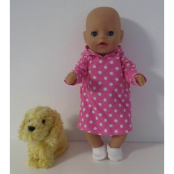 hoodiejurk roze polka dots baby born little 36cm