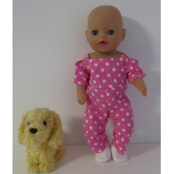 jumpsuit roze polka dots baby born little 36cm