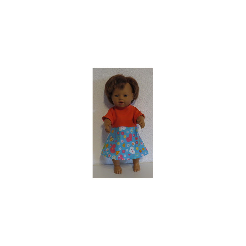 jurk met oranje my little baby born 32cm