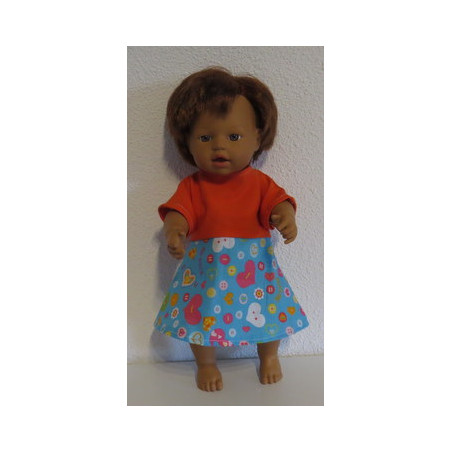 jurk met oranje my little baby born 32cm