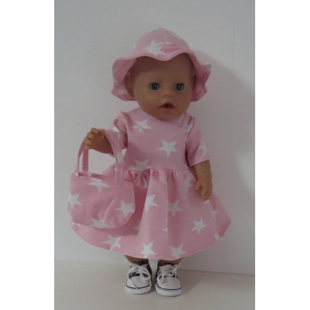 zomerjurk outfitt roze sterren baby born 43cm