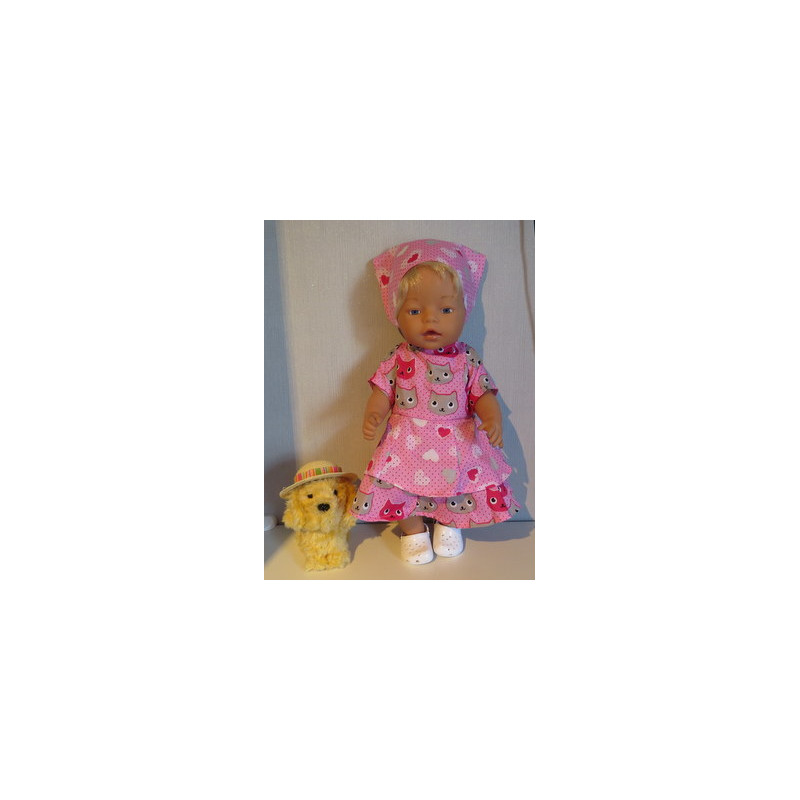 bloemjurk roze katten baby born 43cm