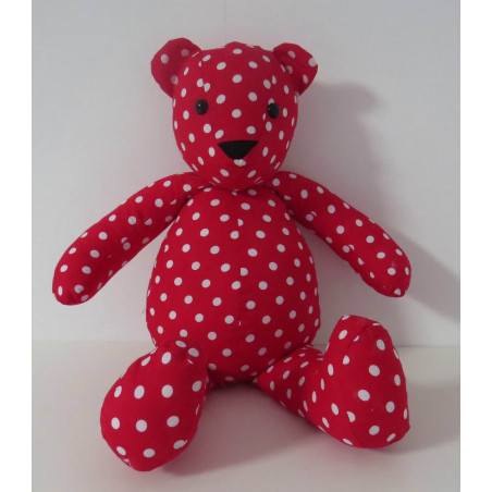 knuffel beer rood polka dots 46cm