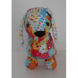 knuffel teckel gekleurd met wit 30/25cm