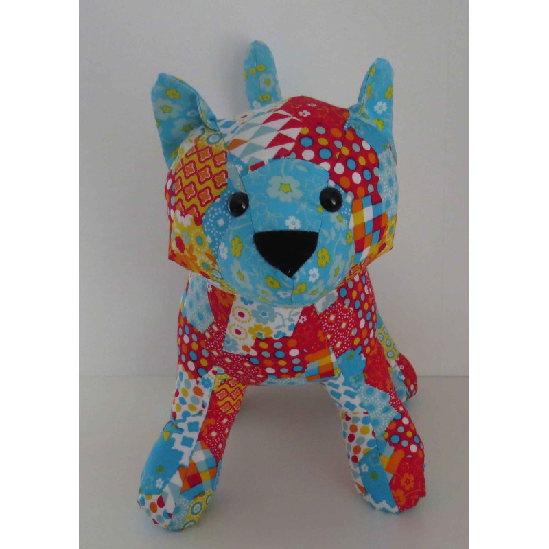 knuffel kat gekleurd met blauw 35/25cm