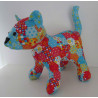 knuffel kat gekleurd met blauw 35/25cm