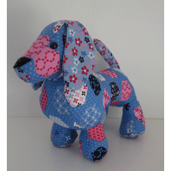 knuffel teckel blauw 30/25cm