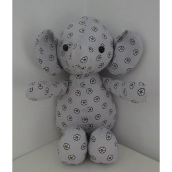 knuffel olifant grijs bloemen 36cm