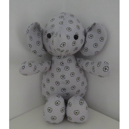 knuffel olifant grijs bloemen 36cm