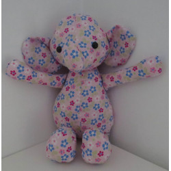 knuffel olifant roze bloemen 36cm