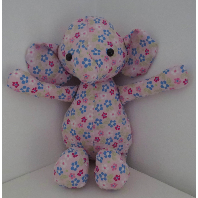 knuffel olifant roze bloemen 36cm