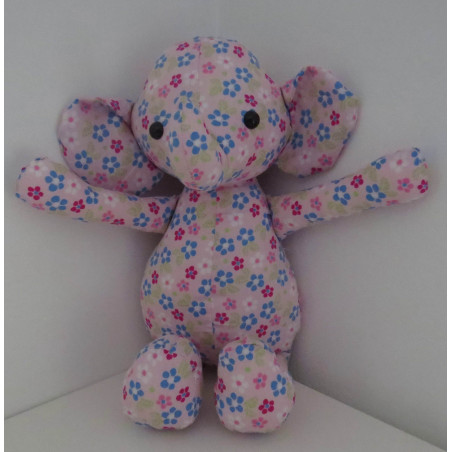 knuffel olifant roze bloemen 36cm