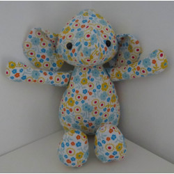 knuffel olifant gele en blauwe bloemen 36cm