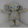 knuffel olifant gele en blauwe bloemen 36cm