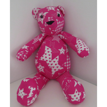 knuffel beer hard roze sterren 38cm