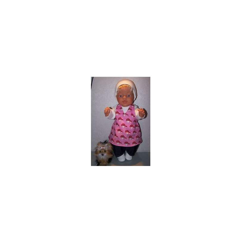 halterjurk setje  roze paddestoelen baby born 43cm