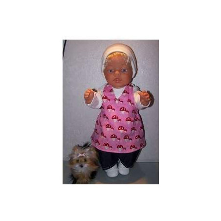 halterjurk setje  roze paddestoelen baby born 43cm