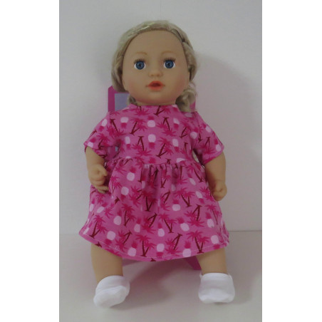 jurk korte mouw hard roze annanas baby annabell 43cm