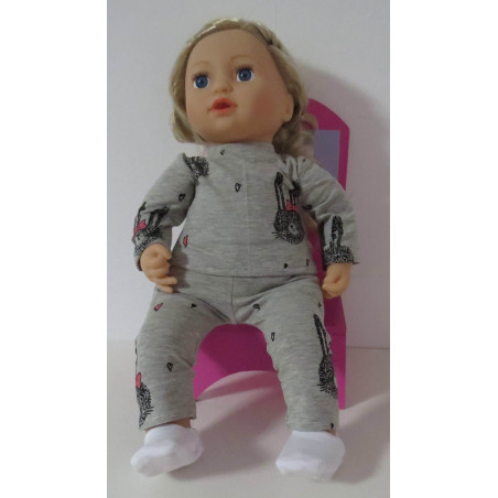 kleding setje grijs konijnen baby annabell 43cm