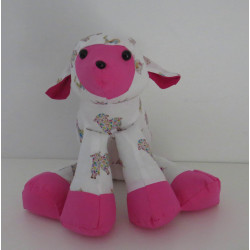 knuffel lammetje wit met roze