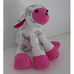 knuffel lammetje wit met roze