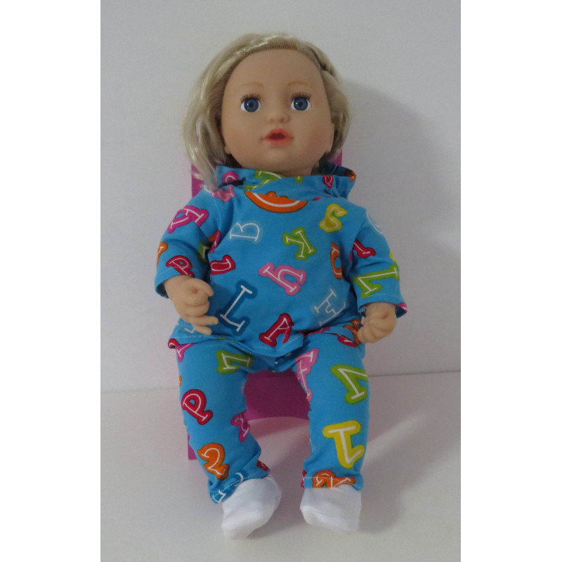 capuchontrui setje blauw cijfers baby annabell 43cm