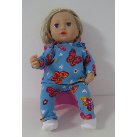 capuchontrui setje blauw vlinders baby annabell 43cm