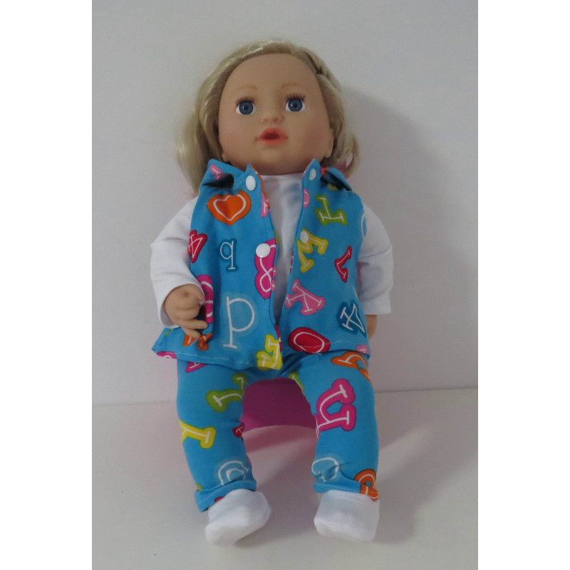 vest setje blauw cijfers baby annabell 43cm