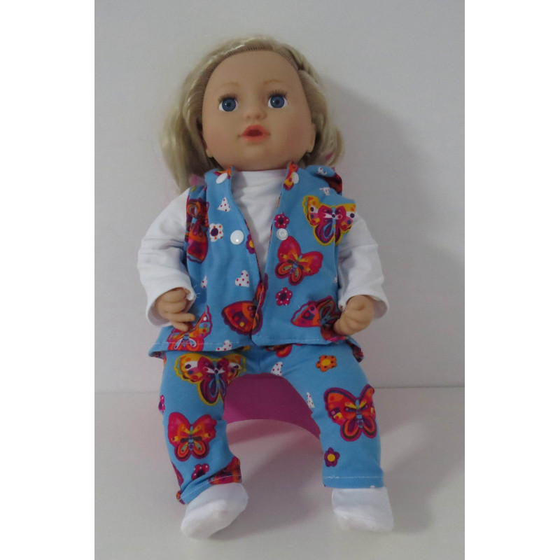 vest setje blauw vlinder baby annabell 43cm