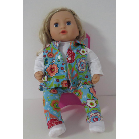 vest setje blauw bloemen baby annabell 43cm